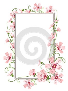 Pink gypsophila flowers border frame template photo