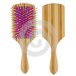 Pink hair brush isolated on white background