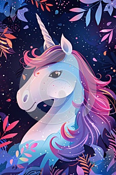 Pink-haired unicorn painting