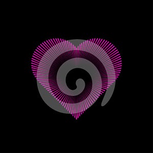 Pink hallow heart with a black background vector illustration