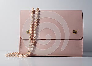 Pink handbag with shiny pearls