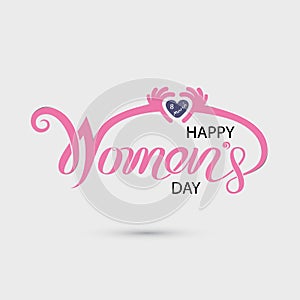 Pink Happy International Women`s Day Typographical Design Elements.Women`s day symbol. Minimalistic design for international wom