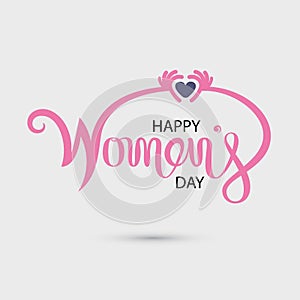 Pink Happy International Women`s Day Typographical Design Elements.Women`s day symbol. Minimalistic design for international wom