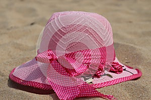 Pink hat on the sand - beach vacation - Paradise Beach - Pondicherry tourism - India holiday destination