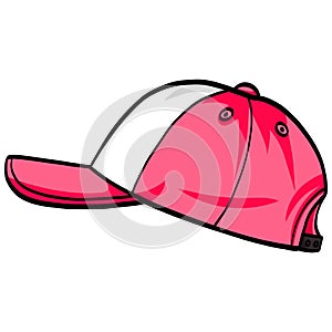 Pink Hat Snapback Cap Doodle Drawing Vector Illustration