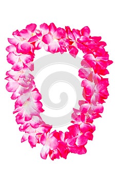 pink hawaiian lei beads with vibrant colors isolated on a white photo