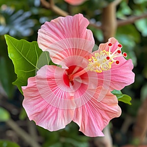 Pink Hawaiian tropical flower scent plant for aroma floral perfume photo