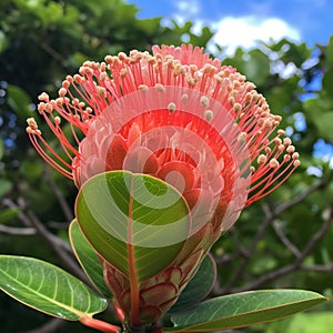 Pink Hawaiian tropical flower scent plant for aroma floral perfume photo
