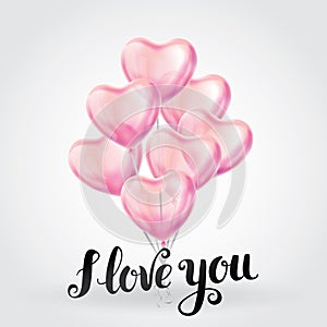 Pink heart balloon I love you