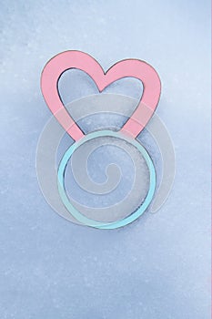 Pink heart and blue ring