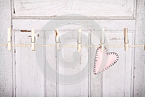 Heart on a clothes line