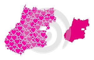 Pink Heart Collage Map of Goias State