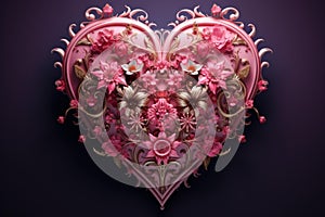 Pink heart foam shape. Generate Ai