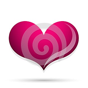 Pink heart icon vector love valentine`s icon element on white background