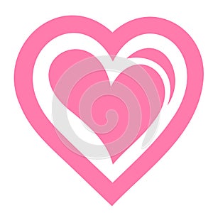 Pink heart icon on white background. Flat style.