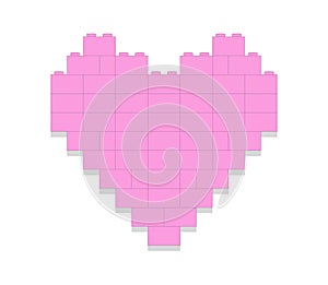 Pink heart made of blocks on white background vector illustration