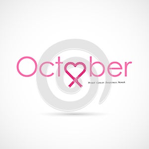 Pink heart ribbon sign.Breast Cancer October Awareness Month Cam