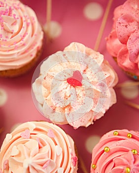 Pink Heart Shape Cupcake