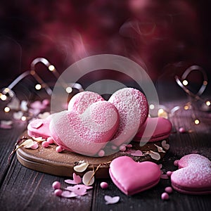 pink heart shaped sugar cookies for valentine's day