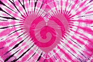 Pink heart sign tie dye pattern background