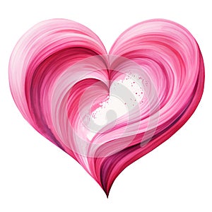 Pink heart for Valentine's day. Isolated on white background. For greeting card, banner, logo, sale