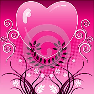 Pink heart and vines