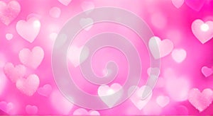 Pink hearts bokeh background, Valentine day blurred light