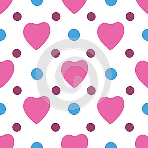 Pink hearts. Bright abstract multicolored background. Seamless illustration. Wallpaper, fabric or paper. Holiday