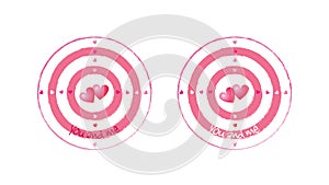 Pink Hearts in the center of the target. You and me. Vector illustration photo