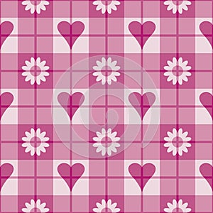 Pink Hearts-Flowers Pattern