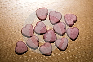 Pink hearts home made pills macro background fifty megapixels prints exstacy mdma