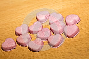 Pink hearts home made pills macro background fifty megapixels prints exstacy mdma