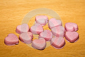 Pink hearts home made pills macro background fifty megapixels prints exstacy mdma