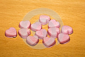 Pink hearts home made pills macro background fifty megapixels prints exstacy mdma