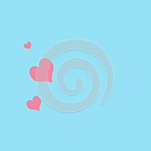 Pink hearts pattern on lightblue background.