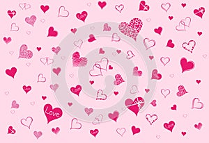 Pink hearts on a pink background to valentine day