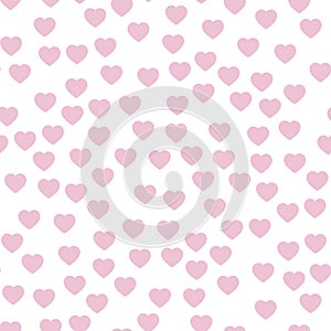 Pink hearts seamless pattern. Random scattered hearts background. Love or Valentine theme. Vector illustration