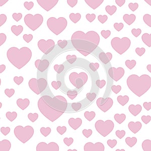 Pink hearts seamless pattern. Random scattered hearts background. Love or Valentine theme. Vector illustration