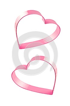 Pink Hearts On White Background