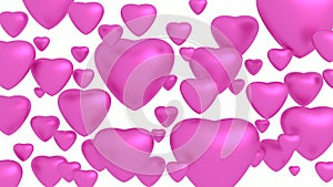 Pink hearts on white background