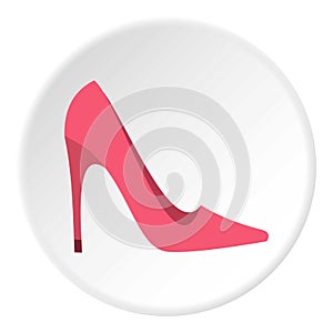 Pink high heel shoe icon circle