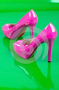Pink high heels.