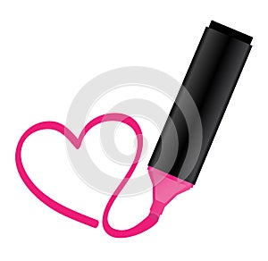 Pink highlighter with heart photo