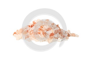 Pink himalayan salt isolated on white background