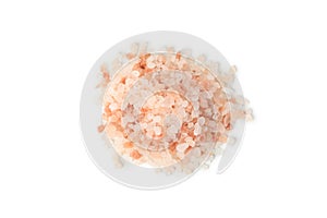 Pink himalayan salt isolated on white background