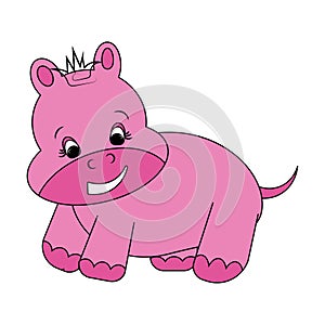 pink hippopotamus cute little girl