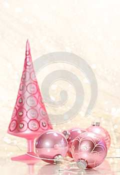 Pink holiday tree with balls