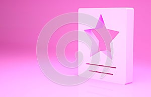 Pink Hollywood walk of fame star on celebrity boulevard icon isolated on pink background. Famous sidewalk, boulevard