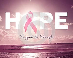 Pink hope breast cancer awareness background photo