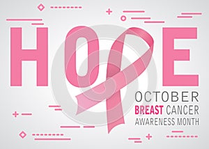 pink hope breast cancer tape. october awareness month icon